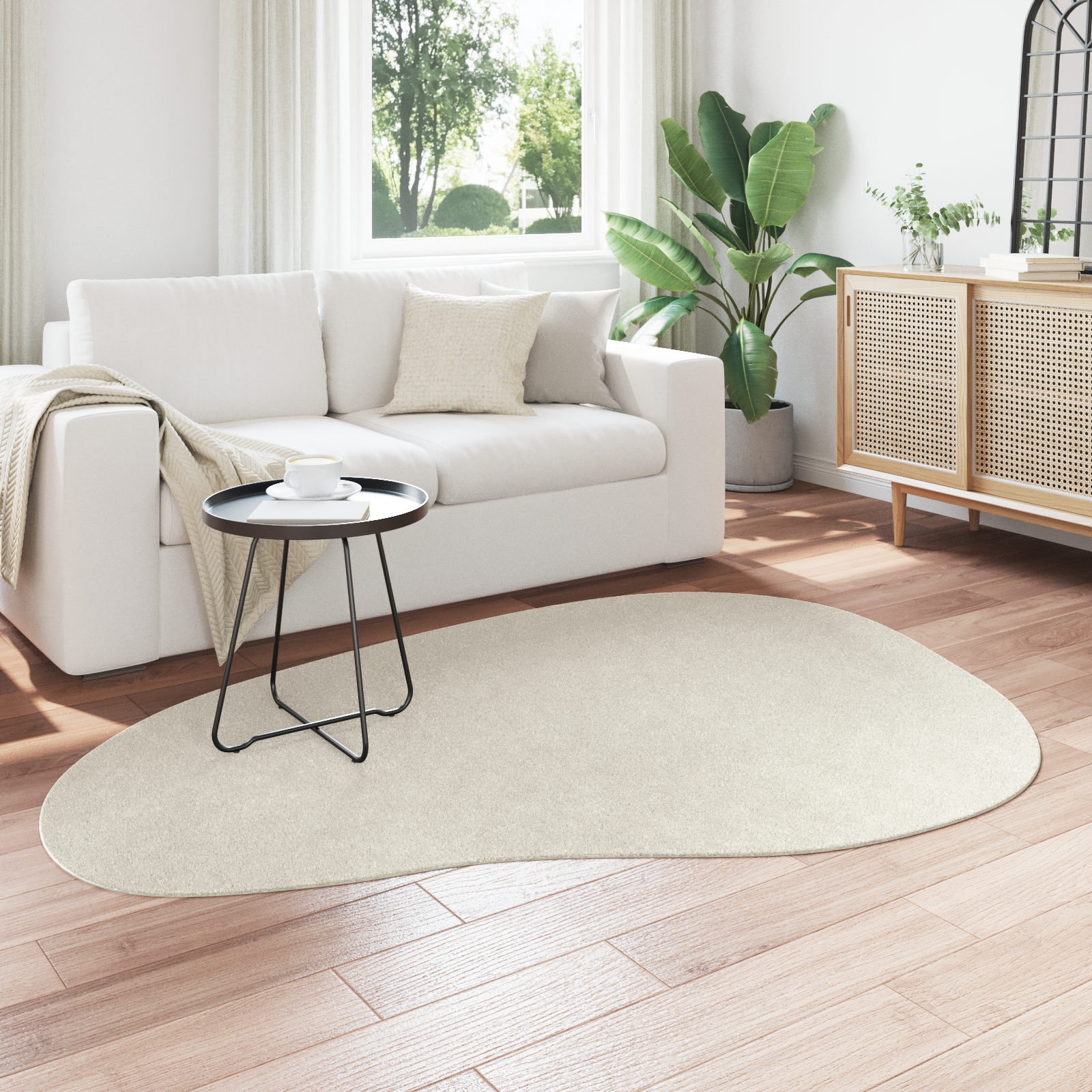 vidaXL Vloerkleed HUARTE kortpolig zacht wasbaar 140x200 cm crèmekleur