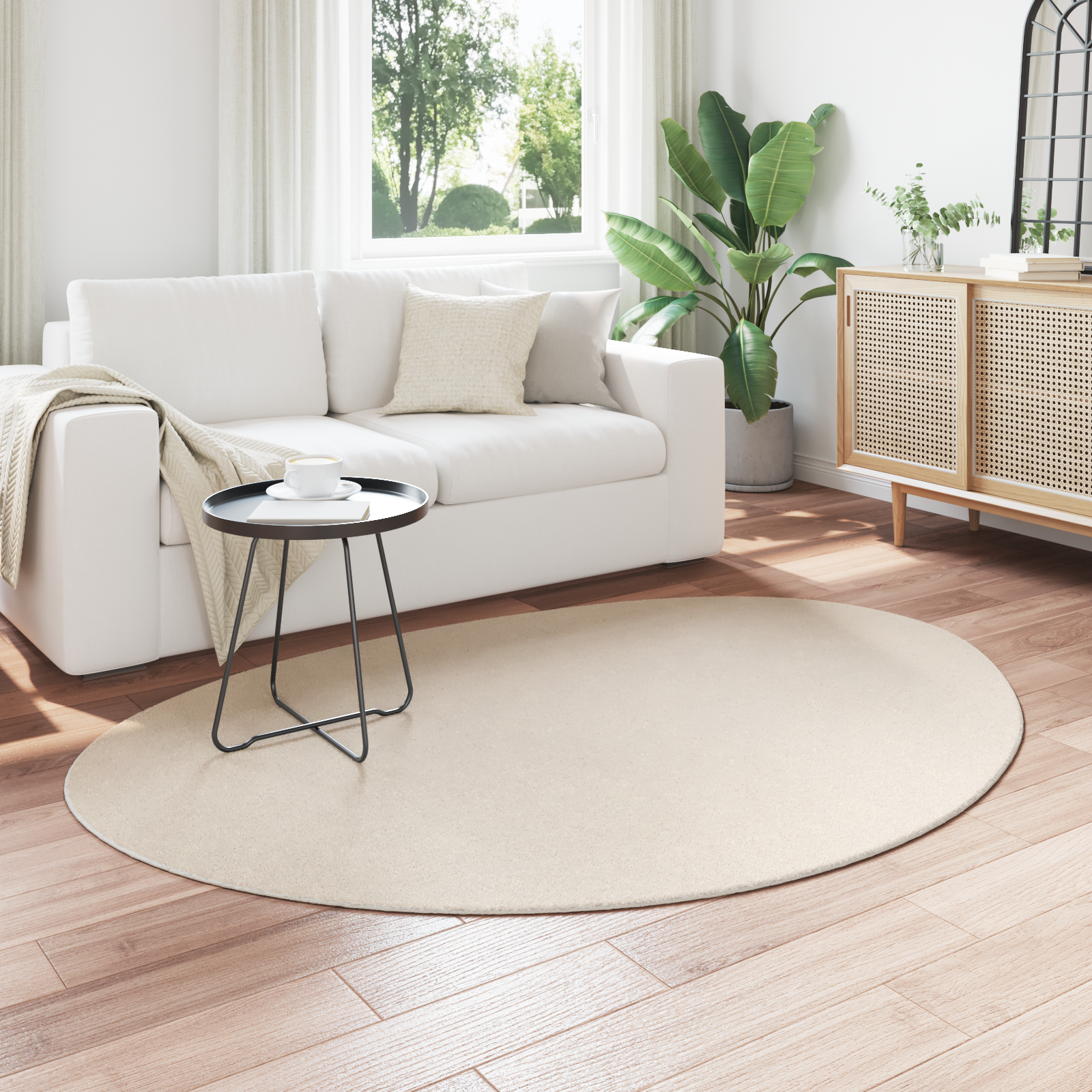 vidaXL Vloerkleed HUARTE kortpolig zacht en wasbaar 140x200 cm beige