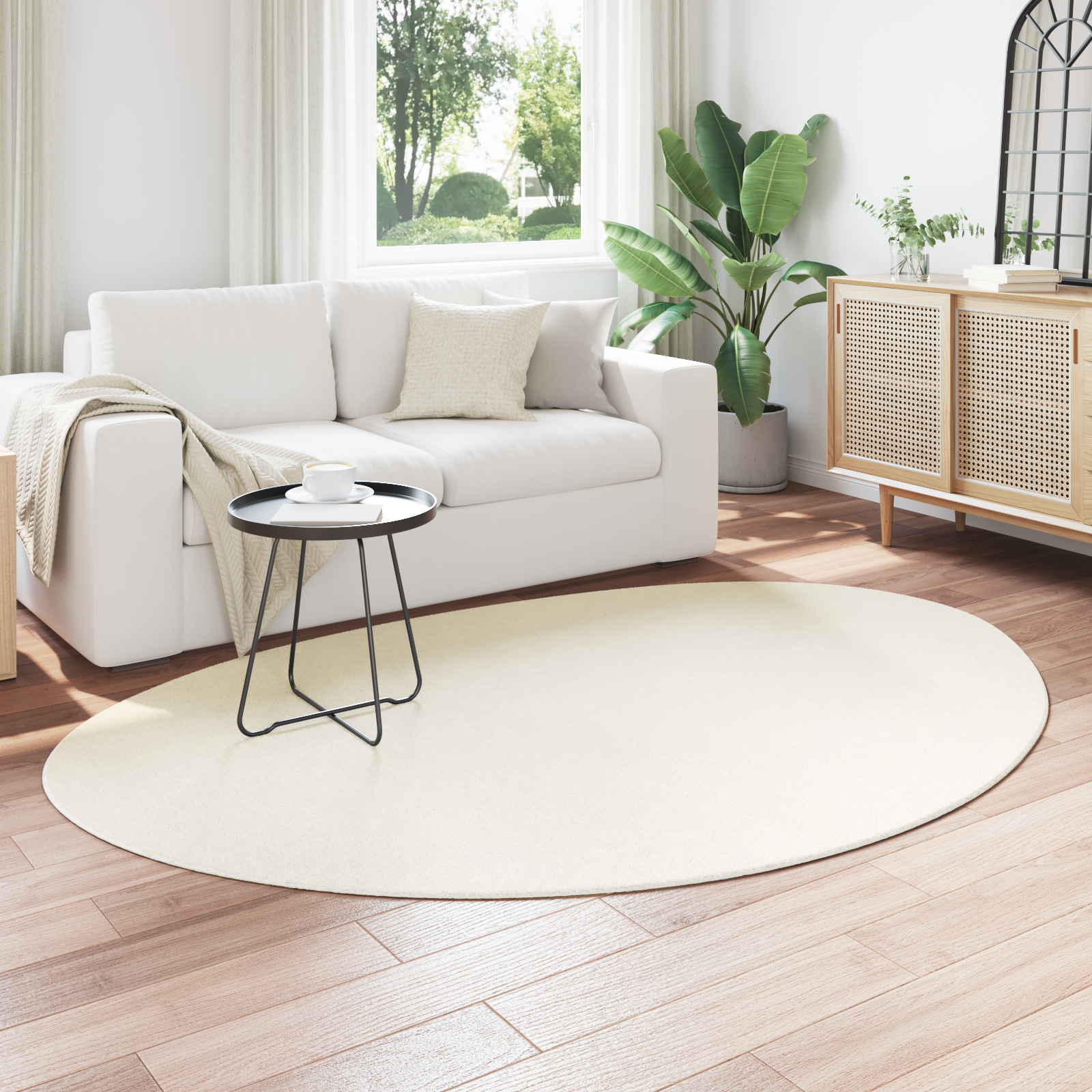 vidaXL Vloerkleed HUARTE kortpolig zacht wasbaar 140x200 cm crèmekleur