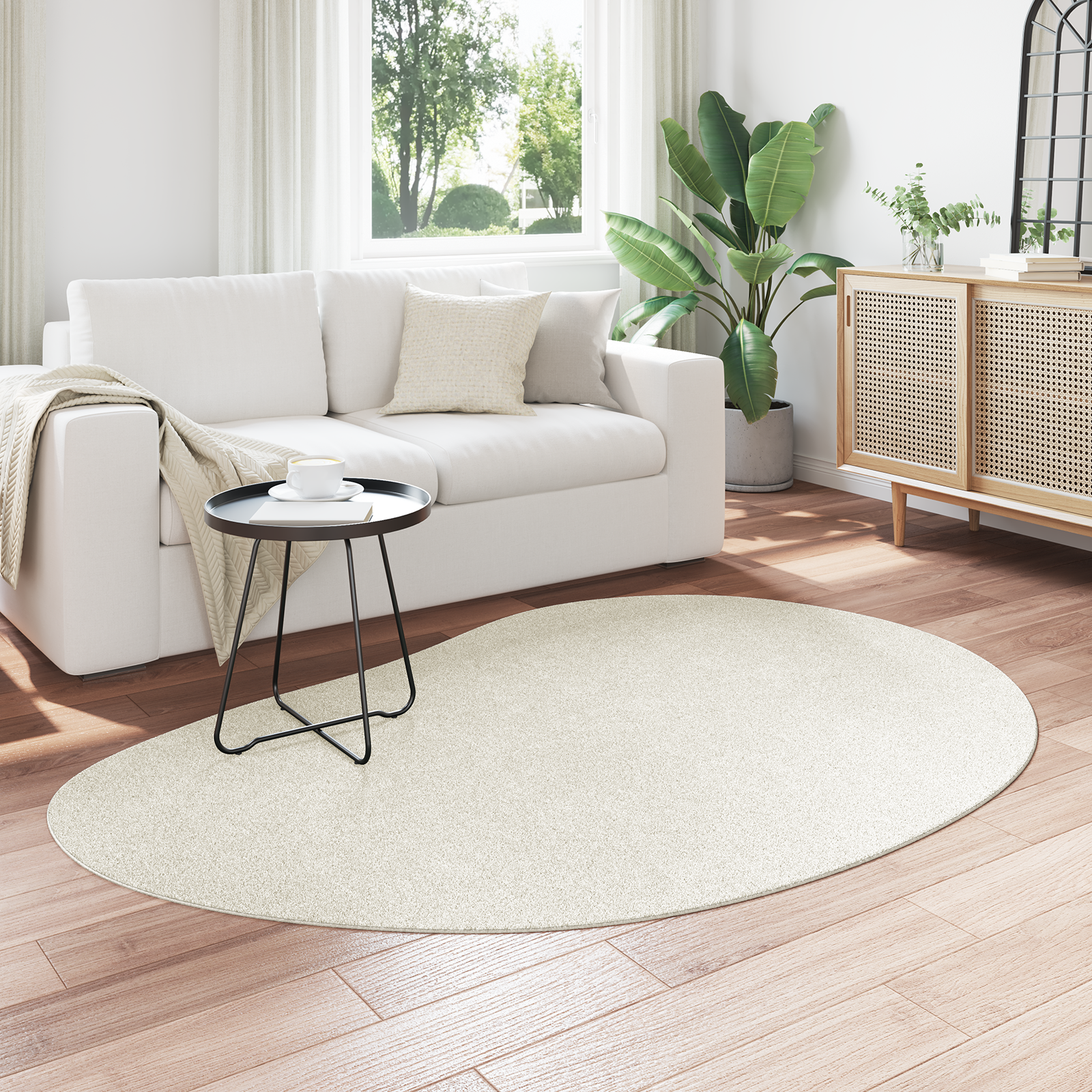 vidaXL Vloerkleed anti-slip 140x200 cm polyester crèmekleurig