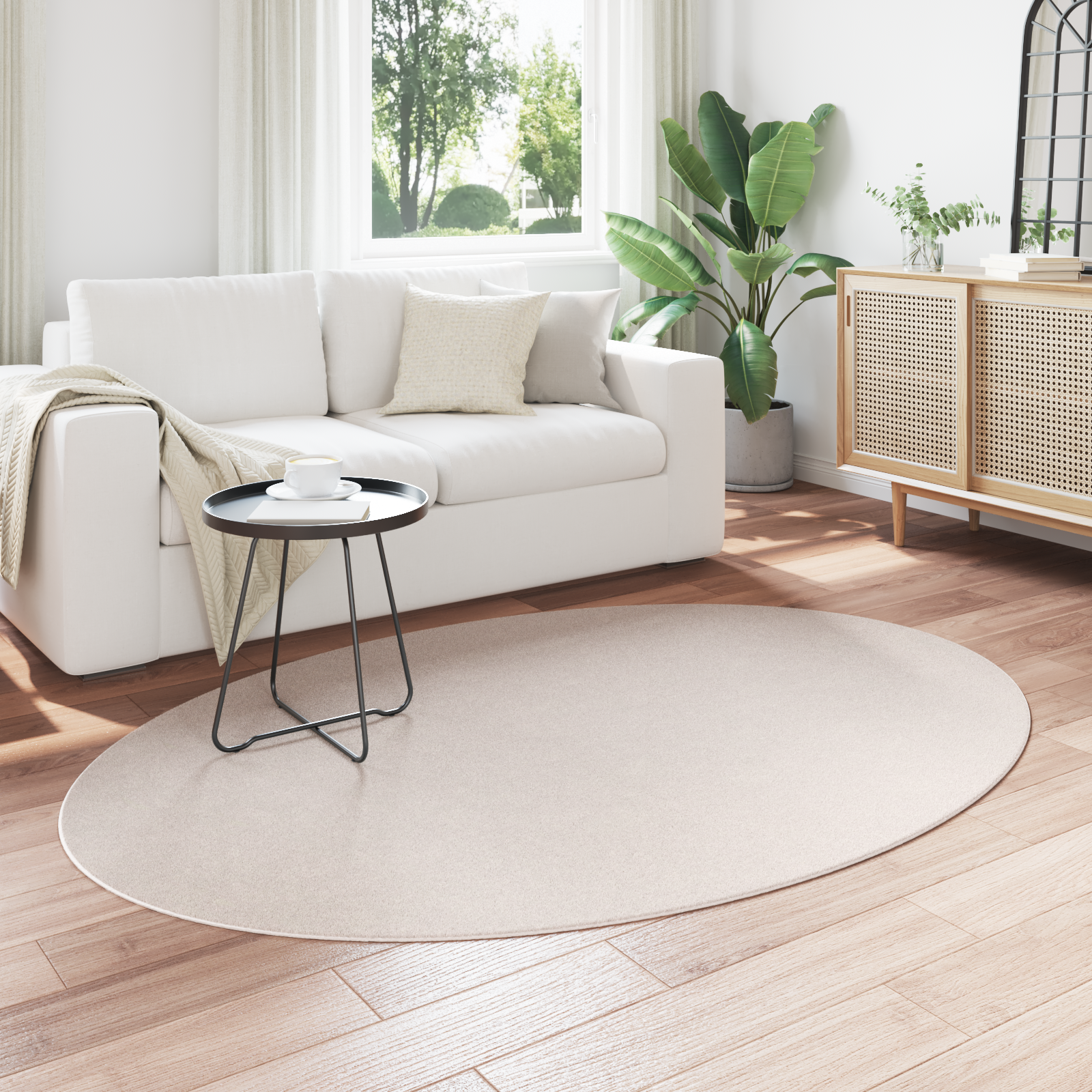 vidaXL Tapijt HUARTE Sand 140x200 cm Ovaal