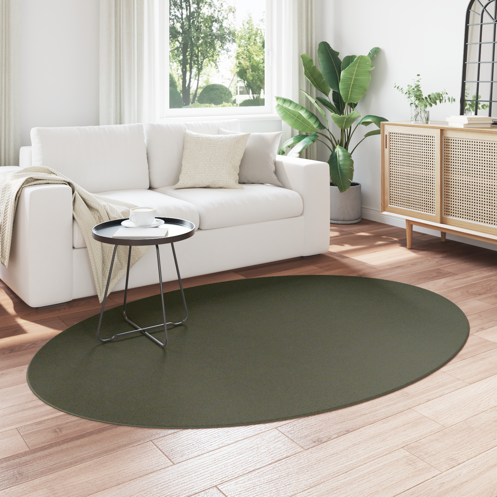 vidaXL Tapijt 'HUARTE'Bosgroen 140 x 200 cm Ovaal