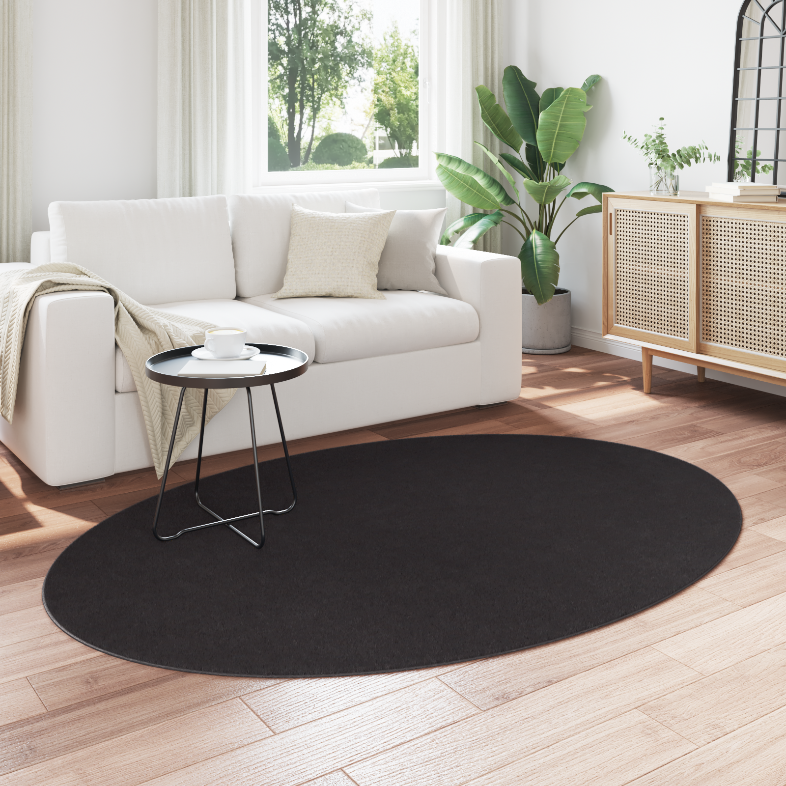 vidaXL Vloerkleed HUARTE Zwart 140x200 cm Ovaal