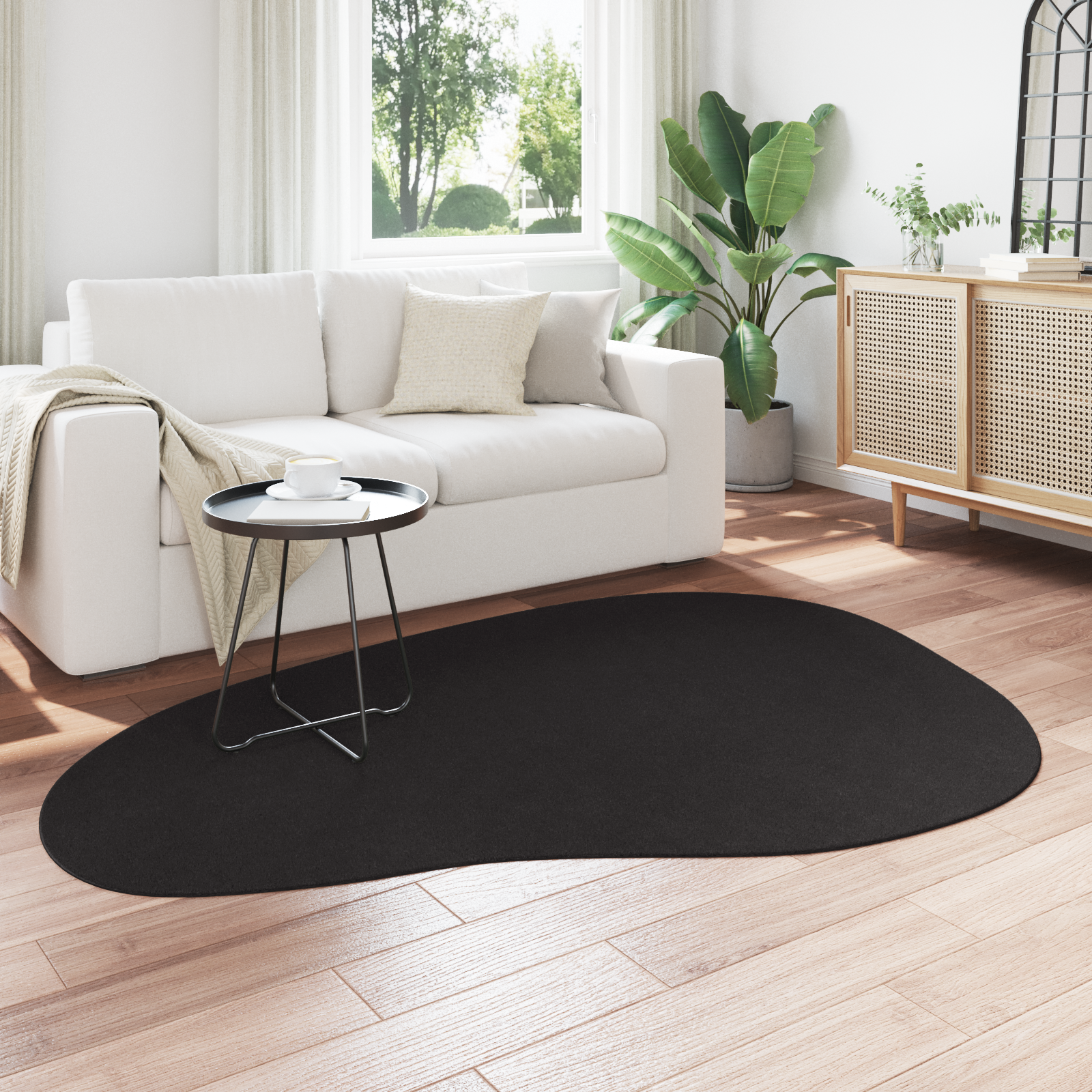 vidaXL Vloerkleed HUARTE kortpolig zacht en wasbaar 140x200 cm zwart