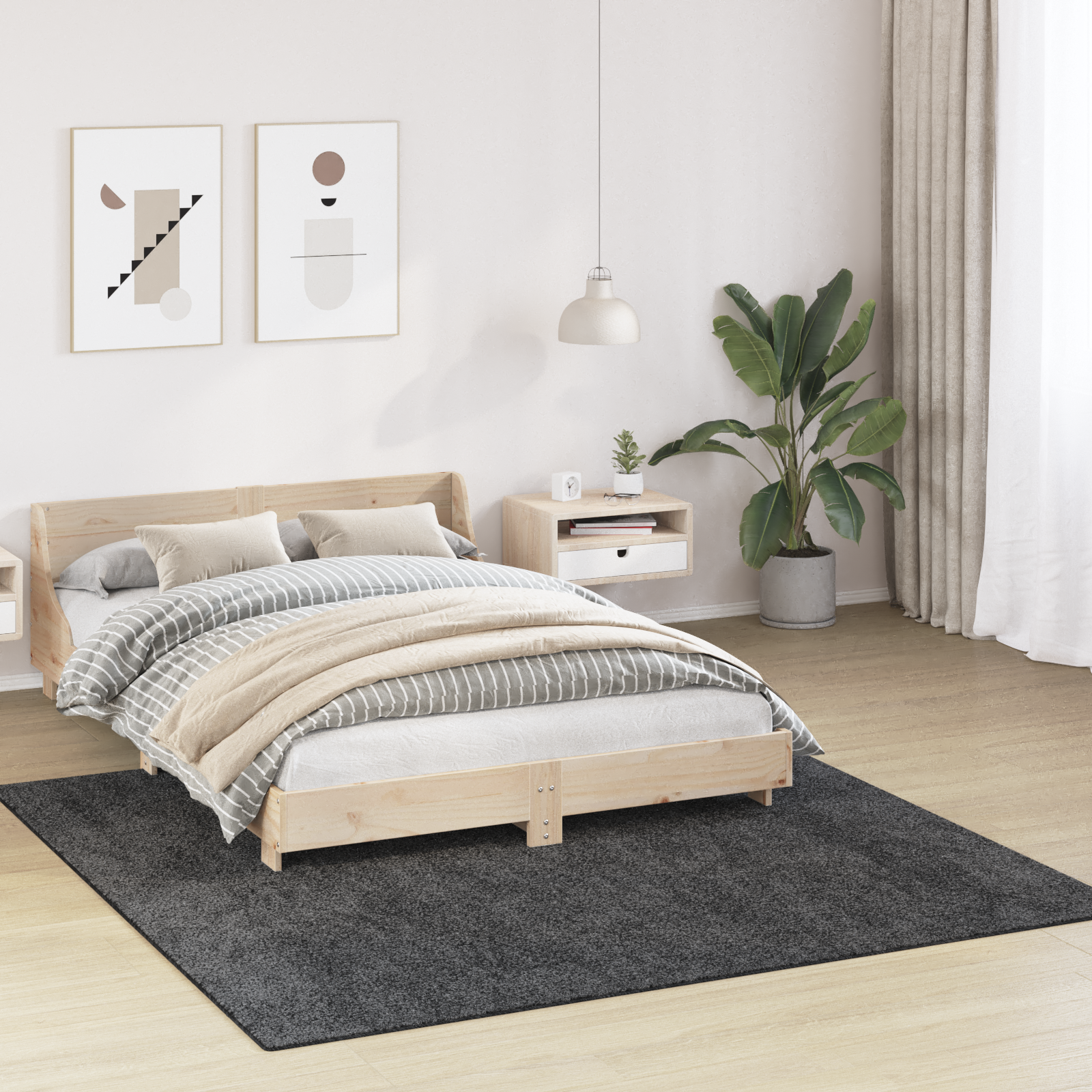 vidaXL Vloerkleed shaggy met latex onderkant 200x200 cm donkergrijs
