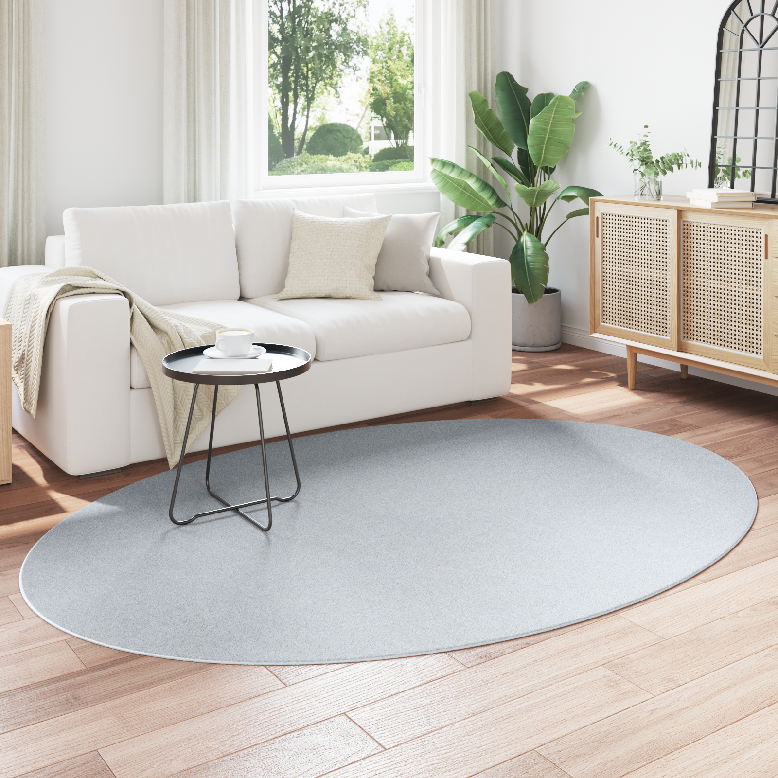 vidaXL Vloerkleed HUARTE Grijs 160x230 cm Ovaal