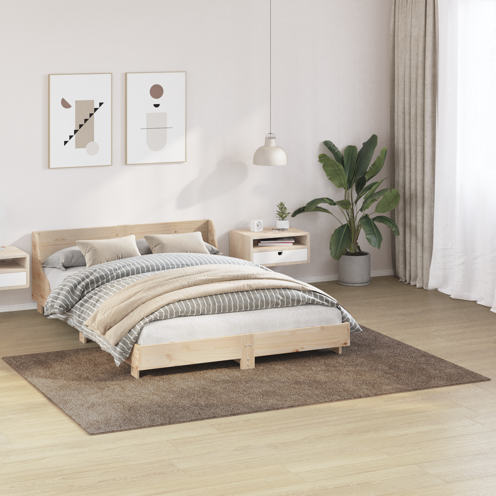 vidaXL Vloerkleed shaggy met latex onderkant 160x230 cm bruin