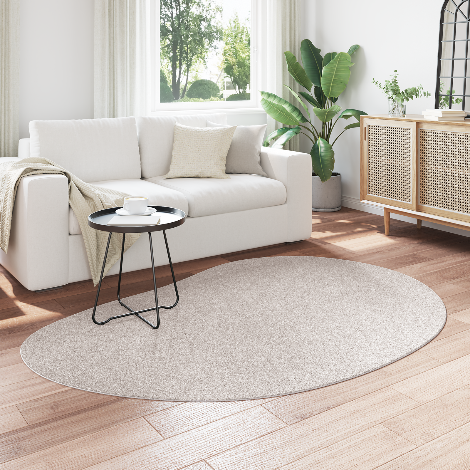 vidaXL Vloerkleed anti-slip 140x200 cm polyester zandkleurig