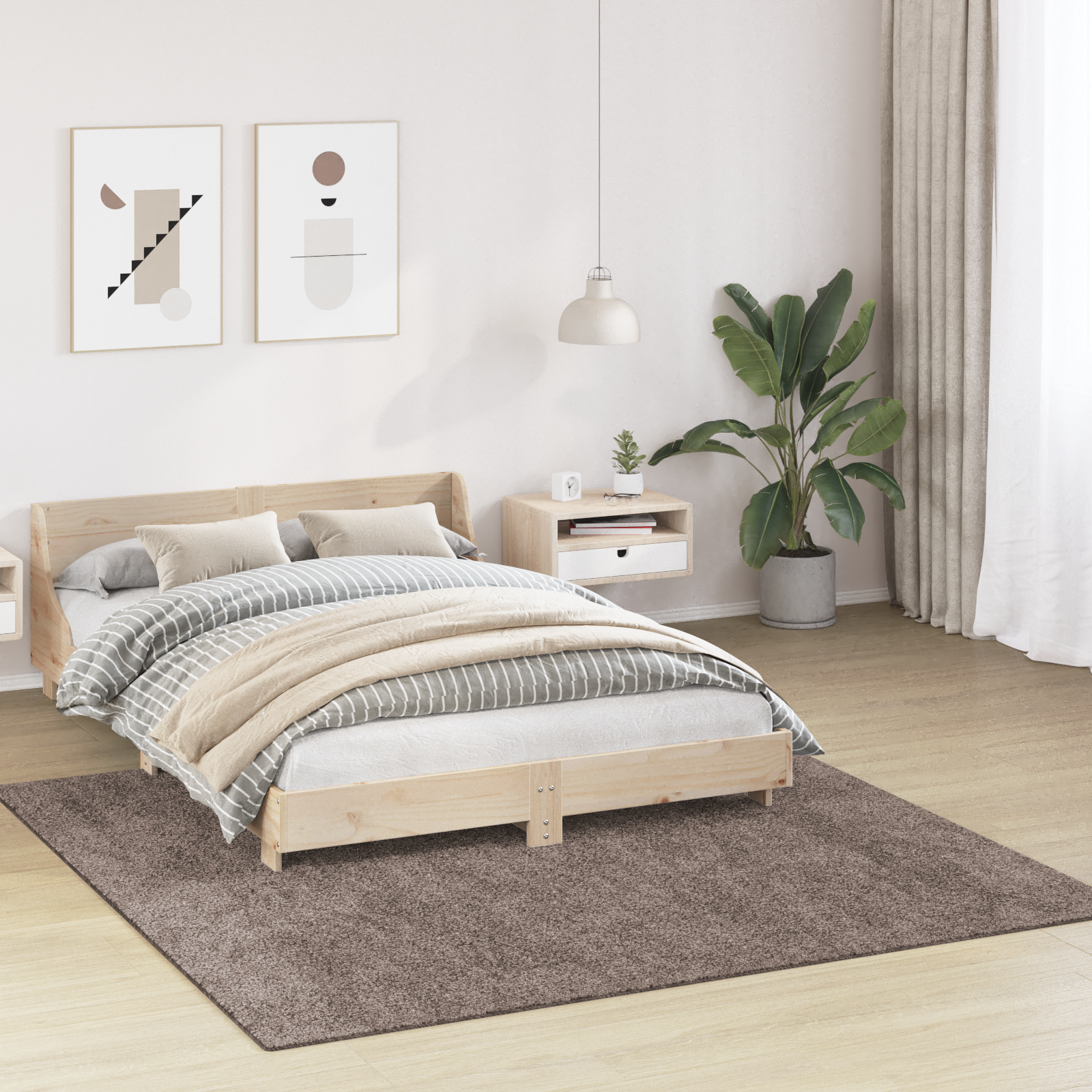 vidaXL Vloerkleed shaggy met latex onderkant 200x200 cm bruin