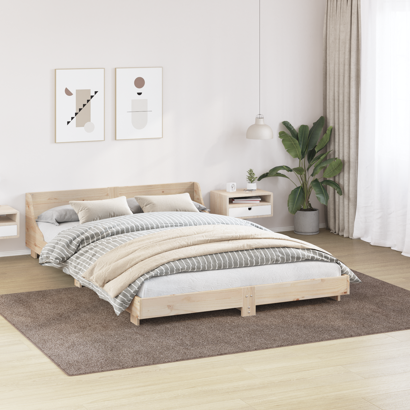 vidaXL Vloerkleed shaggy met latex onderkant 200x290 cm bruin