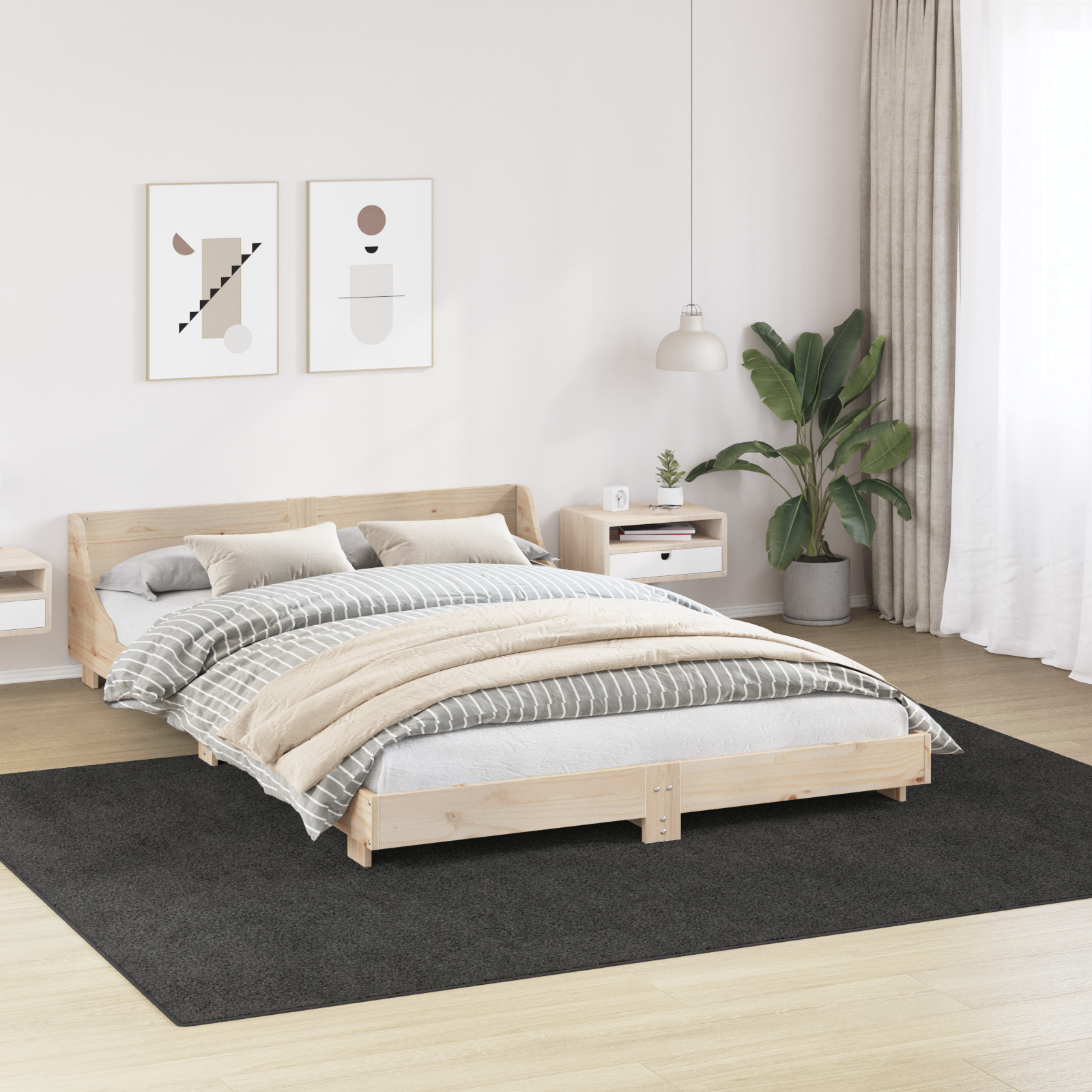 vidaXL Vloerkleed shaggy met latex onderkant 240x340 cm donkergrijs