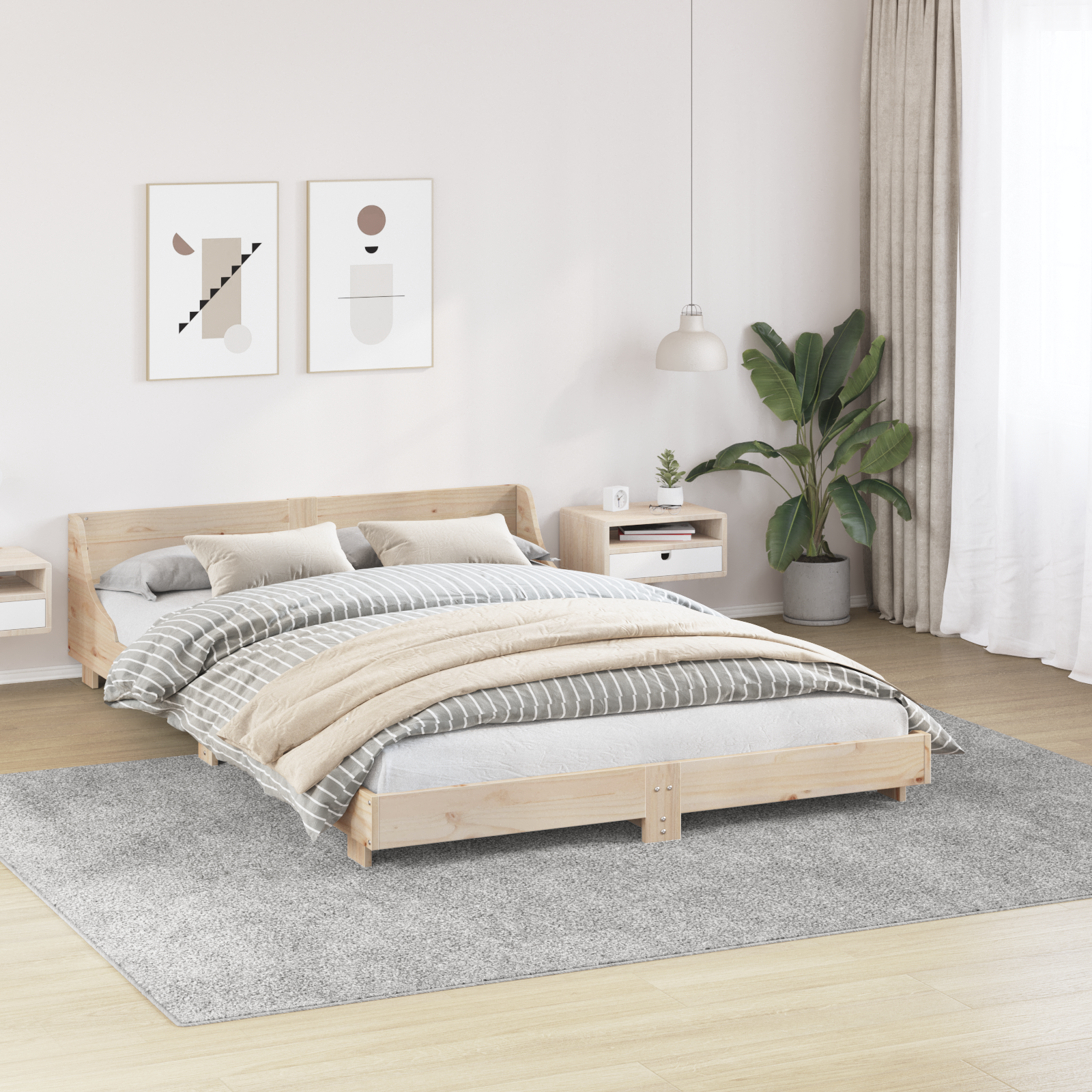 vidaXL Vloerkleed shaggy met latex onderkant 240x340 cm grijs