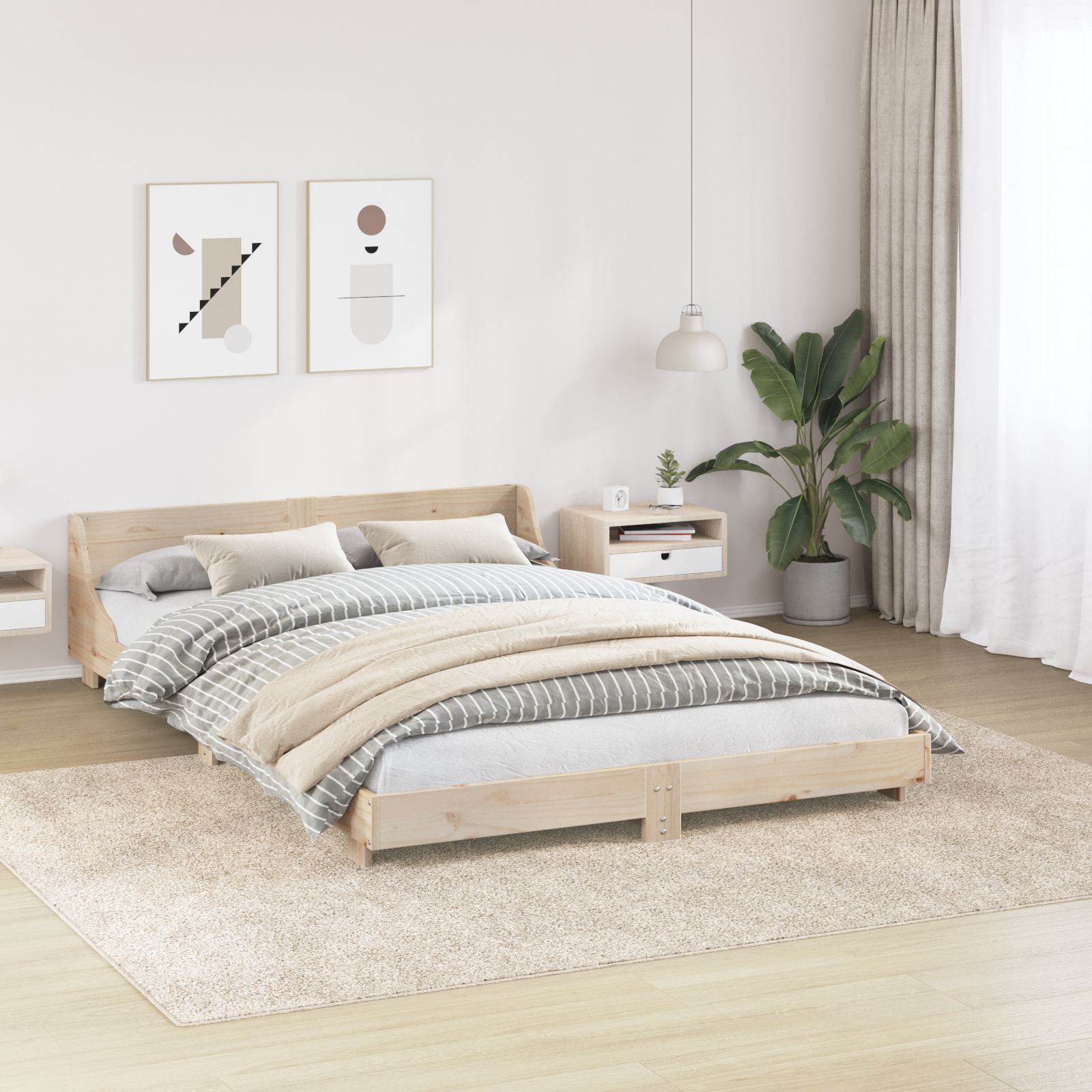 vidaXL Vloerkleed shaggy met latex onderkant 240x340 cm crèmekleurig