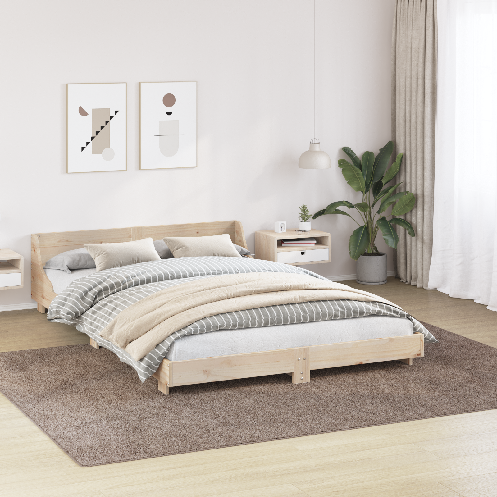 vidaXL Vloerkleed shaggy met latex onderkant 240x340 cm bruin