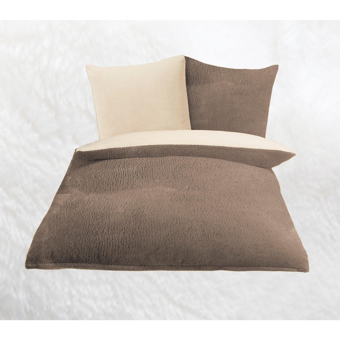 Gözze Tweezijdig te gebruiken overtrekset Superpluis in mt. 135x200 of 155x220 cm Fleece behaaglijk warm in de winter, dekbedovertrek met reversible-look (2-delig)