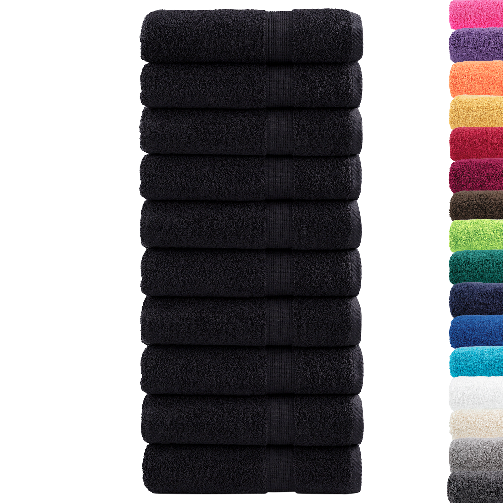 vidaXL Premium Handdoeken 'SOLUND' - 50 stuks in Zwart, 50 x 100 cm, 550 GSM