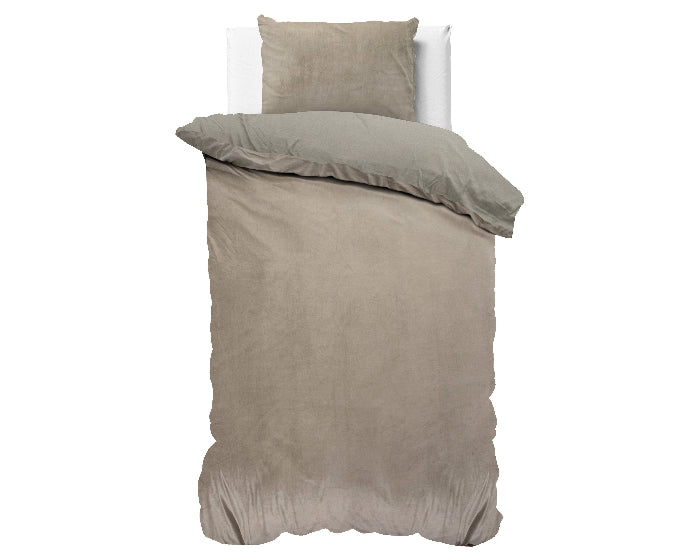 RoyalTextile - Velvet Uni Dekbedovertrek Taupe/Grijs - 240 x 220