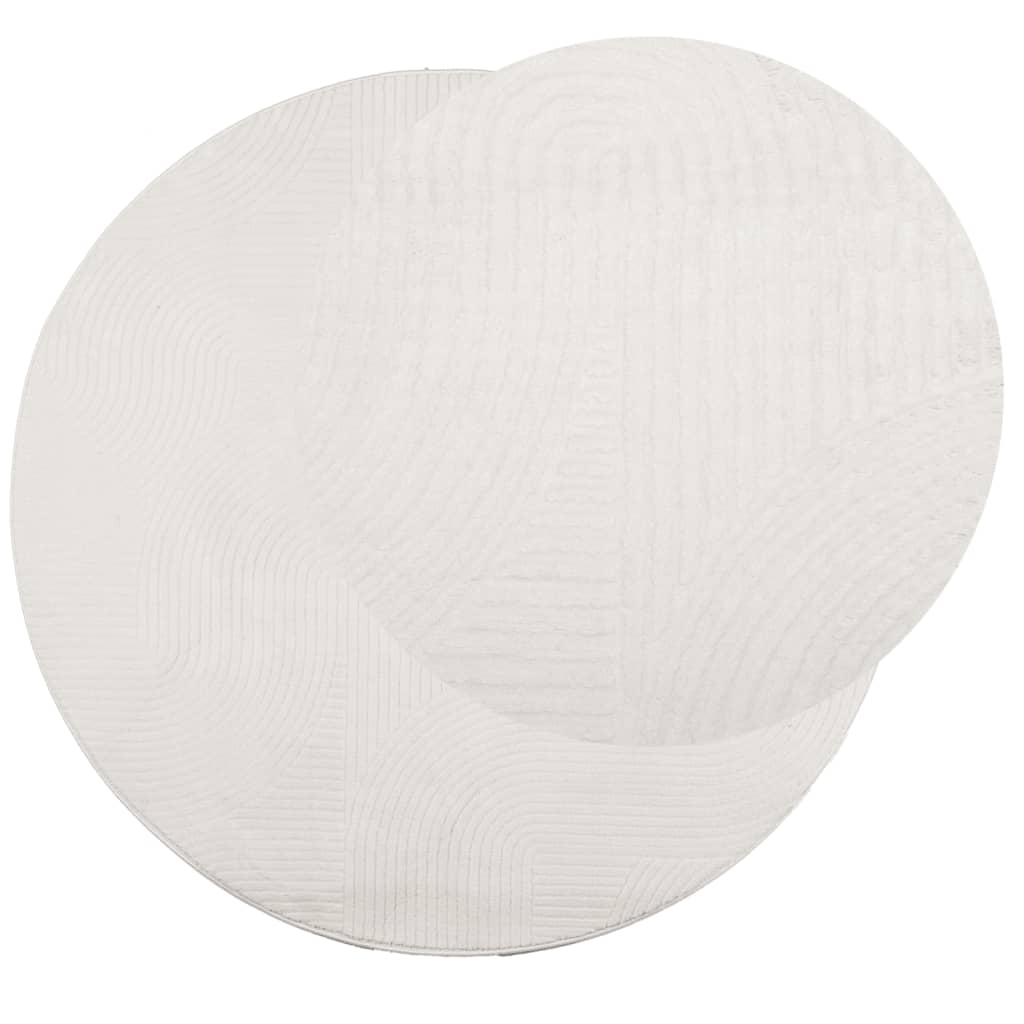 vidaXL Vloerkleed IZA laagpolig Scandinavisch Ø 120 cm crèmekleurig