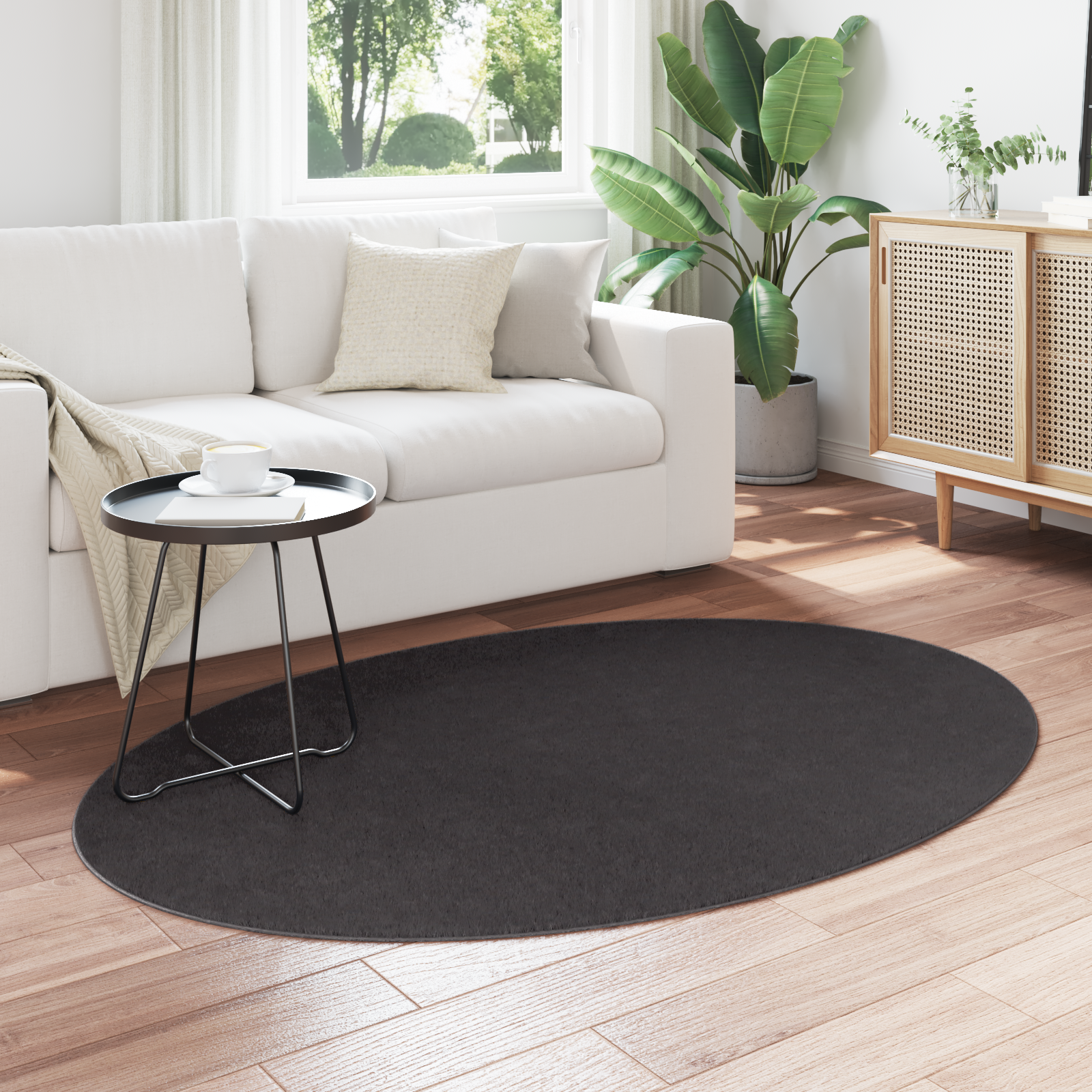 vidaXL Rug 'HUARTE'Antraciet 120 x 170 cm Wol