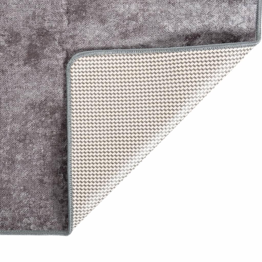 vidaXL Vloerkleed wasbaar anti-slip 160x230 cm grijs