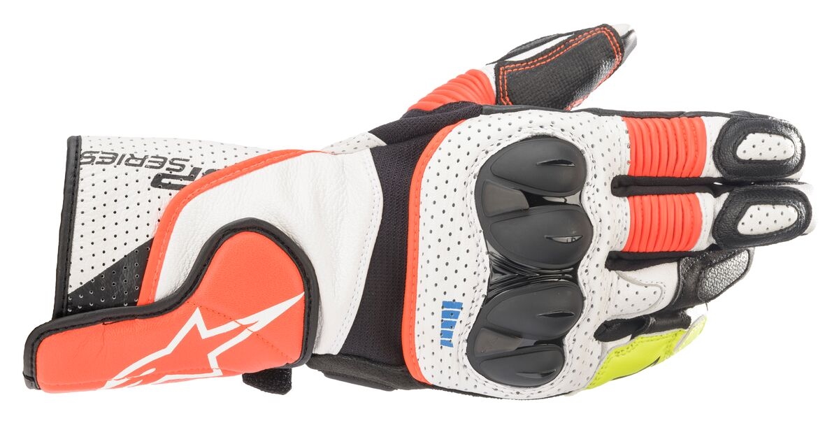 ALPINESTARS SP-2 V3, Race motorhandschoenen, Wit-Rood Fluo-Zwart