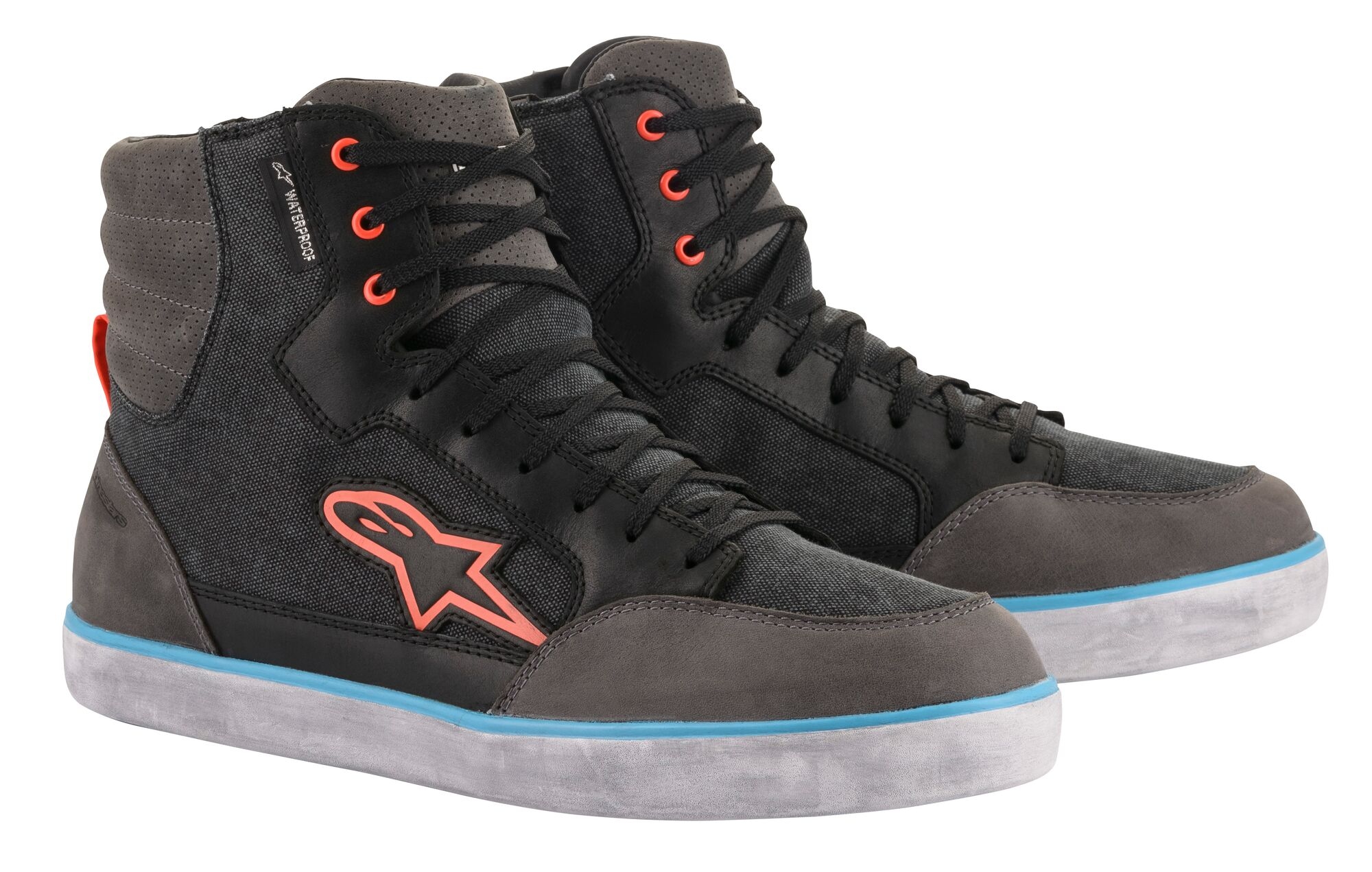 ALPINESTARS J-6 Waterproof Shoes, Motorschoenen, Zwart-Antraciet-Licht Blauw