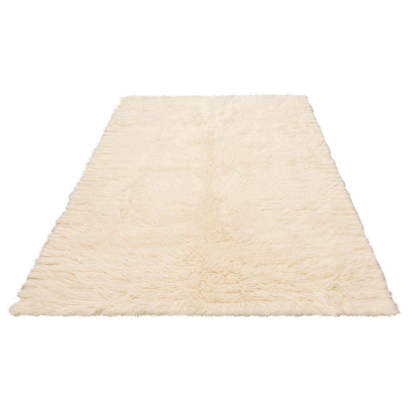 My home Wollen kleed Kjara zuivere wol, flokati-stijl, met de hand geweven vloerkleed, unikleuren, hoge pool