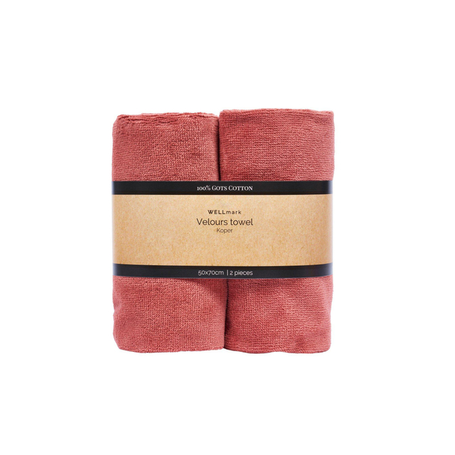 Wellmark CA 50x70cm handdoek - 2 stuks - velours copper 8720938454172
