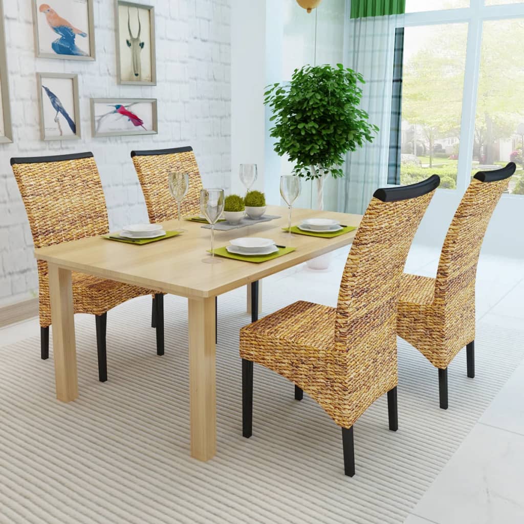 vidaXL Eetkamerstoelen 2 st abaca en massief mangohout