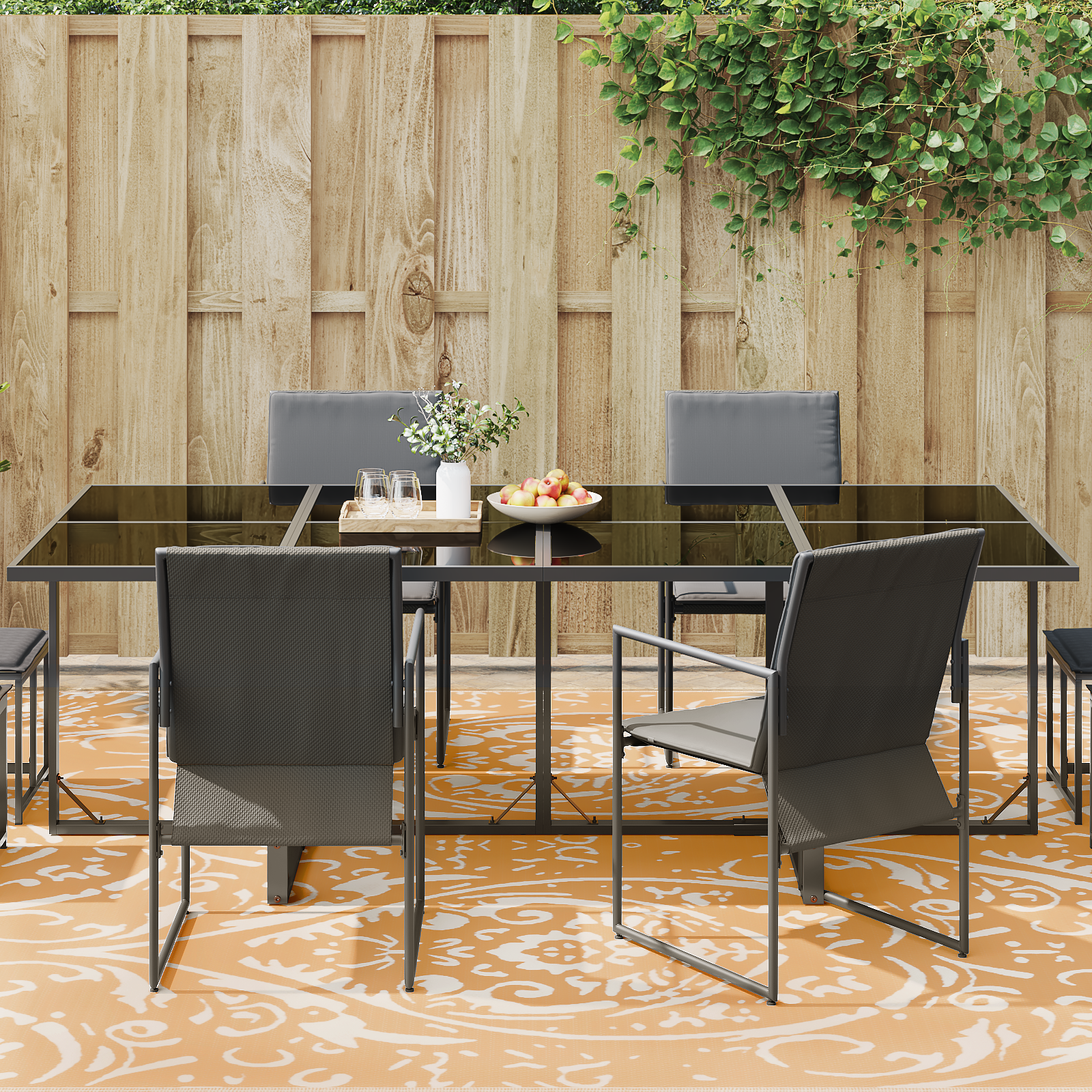 vidaXL Buiten Kleed ARAKIL Oranje en Wit Polyester 300 x 400 cm