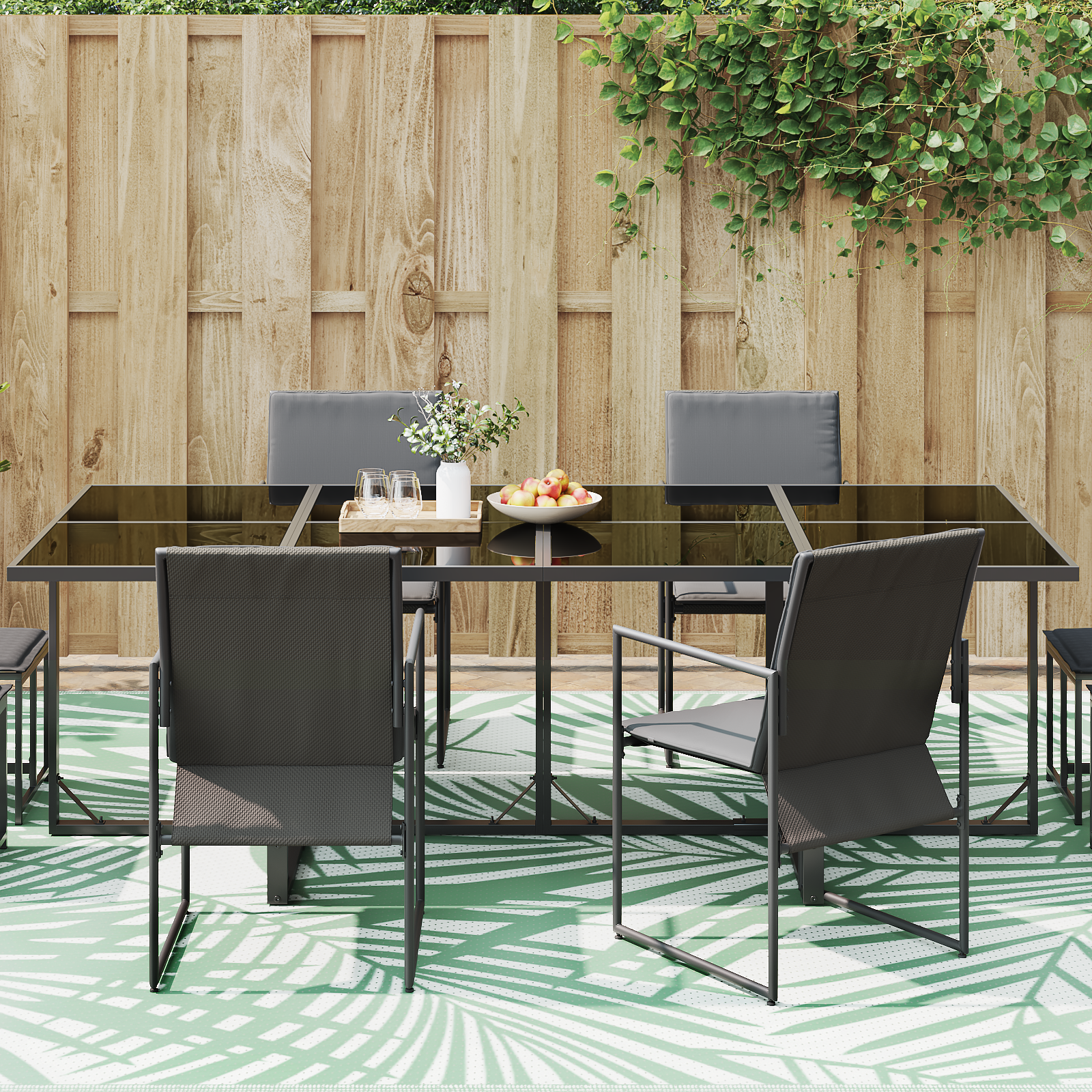 vidaXL Buiten Dekentje ARAKIL Groen Polyester 300 x 400 cm Patroon