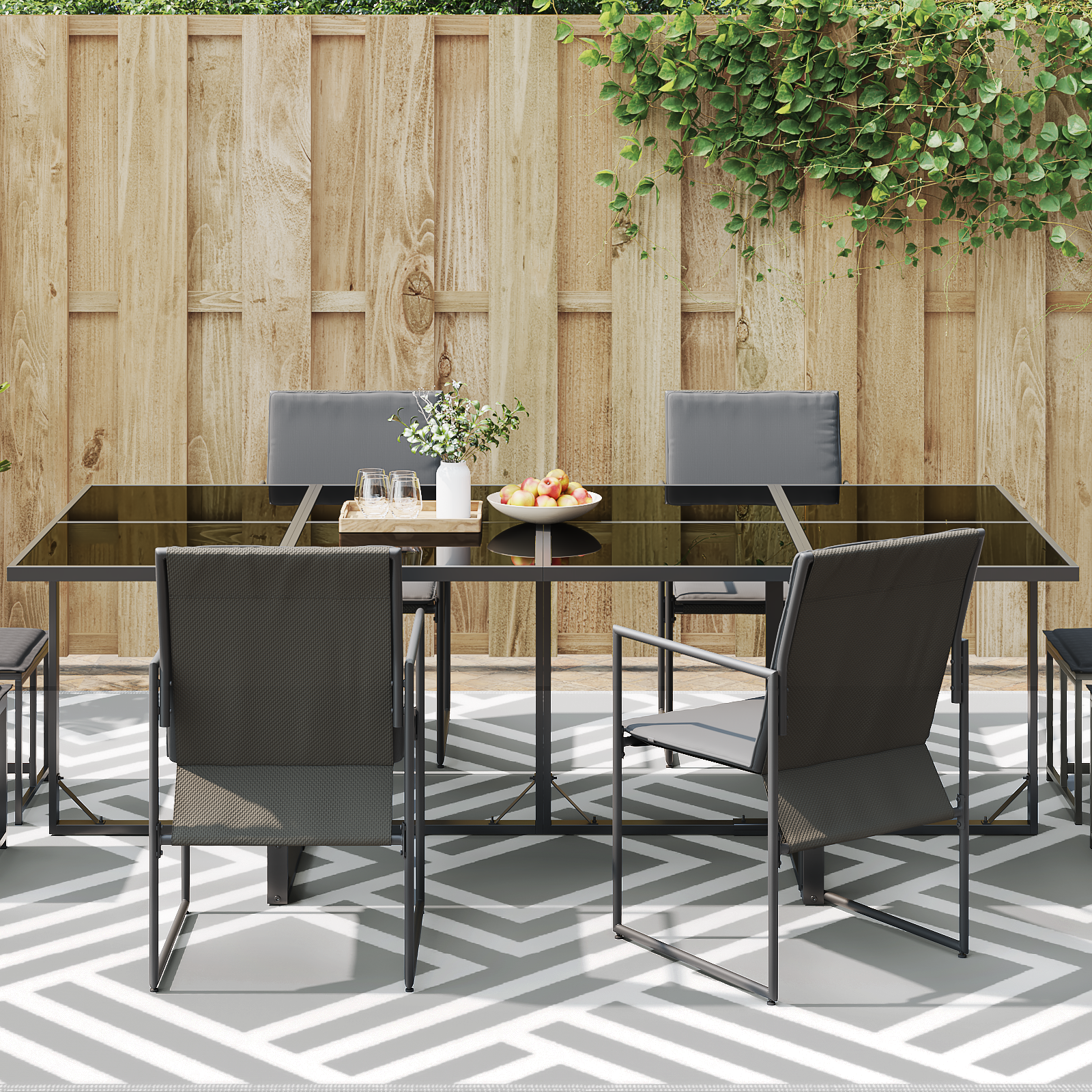 vidaXL Buitentapijt ARAKIL Grijs Grijs Polyester 300 x 400 cm