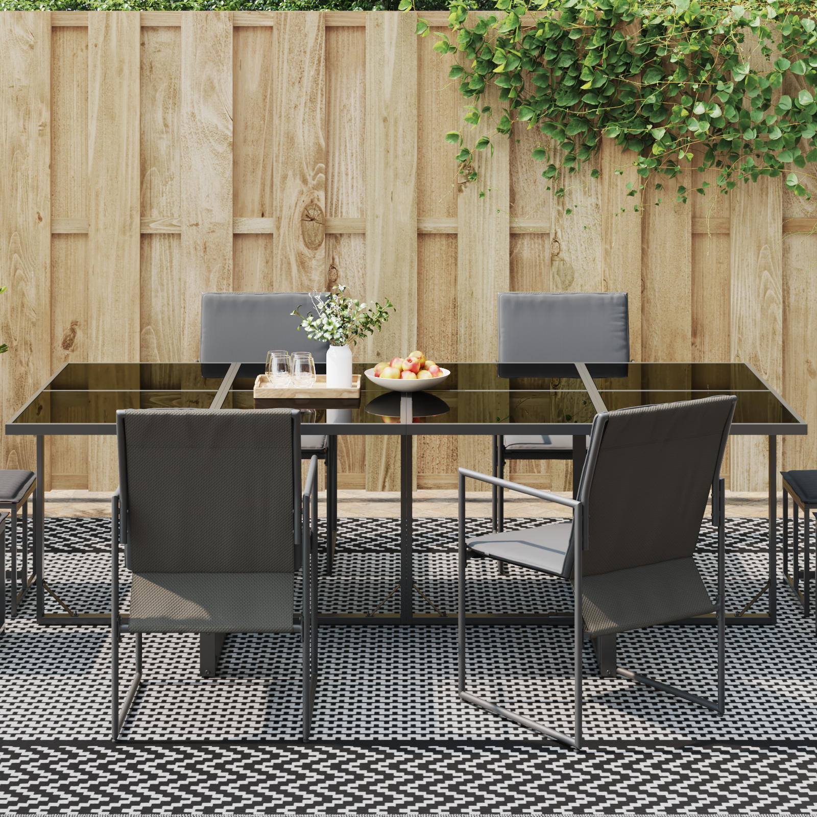 vidaXL Buiten Tapijt 'ARAKIL'Zwart en Grijs 300x600 cm PP