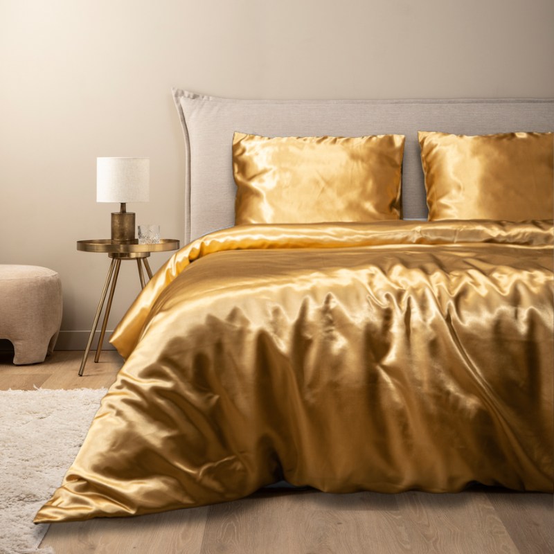 Fresh and Co Dekbedovertrek Silk Satin Goud 140x220 Effen 140x200 Cm  - 