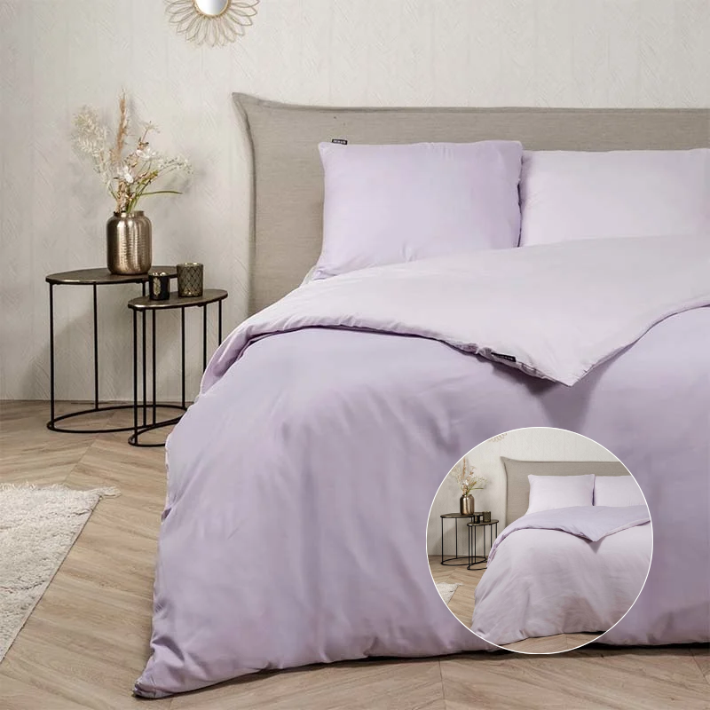Fresh and Co Dekbedovertrek Hotel Two Tone Effen 240x200 Cm Lila Gezien Op TV  - 