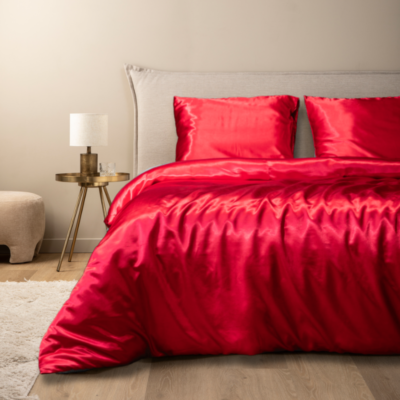 Fresh and Co Dekbedovertrek Silk Satin Rood Effen 140x200 Cm  - 