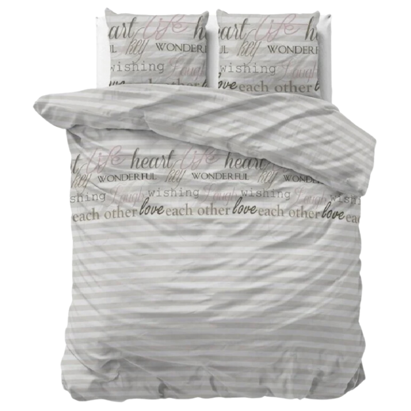 Sleeptime Elegance Dekbedovertrek Violet Tekst & Strepen 140x200 Cm  - 