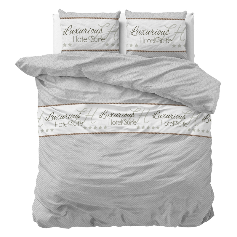 Sleeptime Dekbedovertrek Luxury Suite Wit Tekst 140x200 Cm  - 