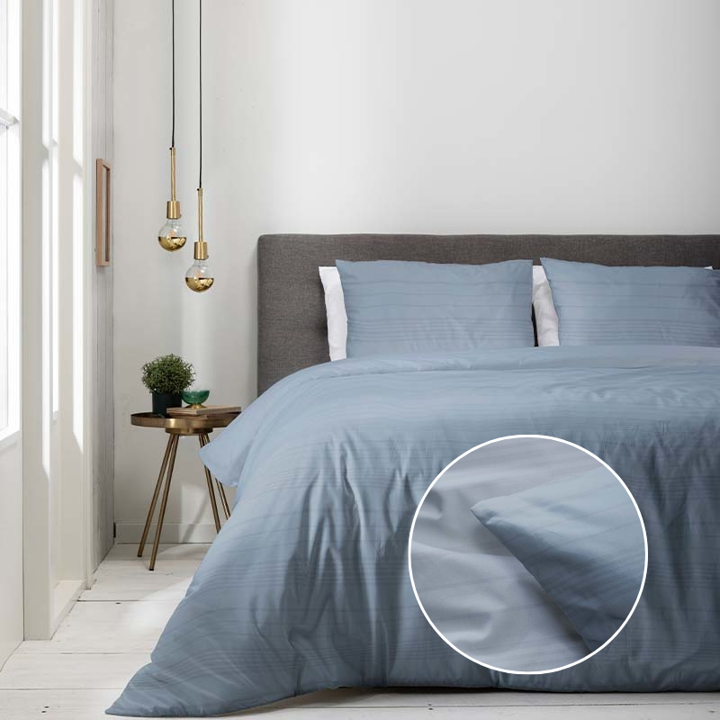 Luna Bedding Dekbedovertrek Embossed Stripes Blauw Strepen 200x200 Cm  - 