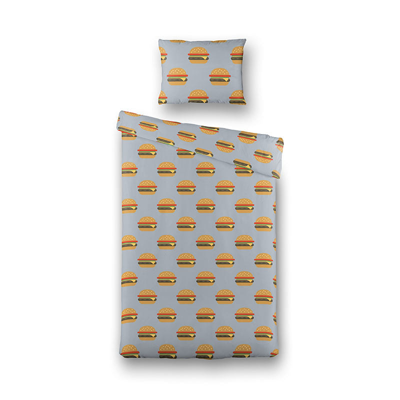 Fresh and Co Kids Dekbedovertrek Katoen Burgers 140x200 Cm Verkoelend  - 