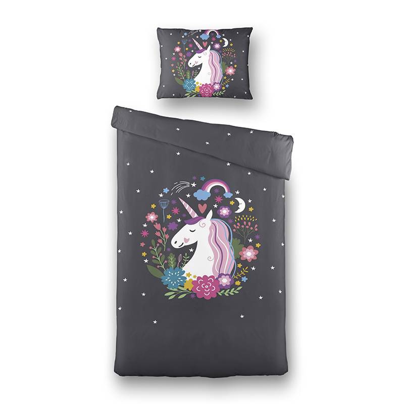 Fresh and Co Dekbedovertrek Happy Unicorn Dieren 140x200 Cm  - 