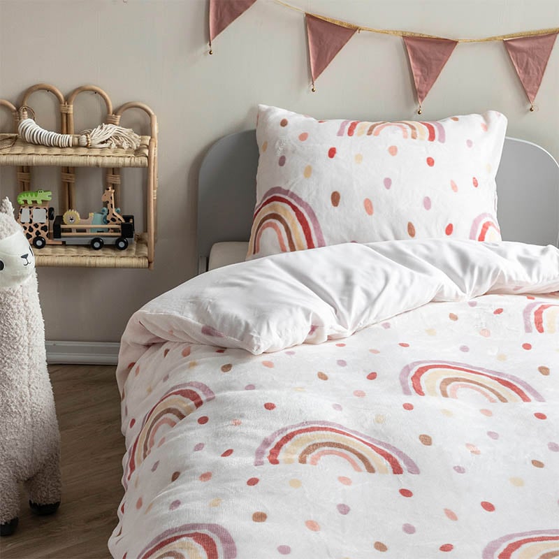 Fresh and Co Kids Dekbedovertrek Fleece Rainbow 140x200 Cm Verwarmend  - 