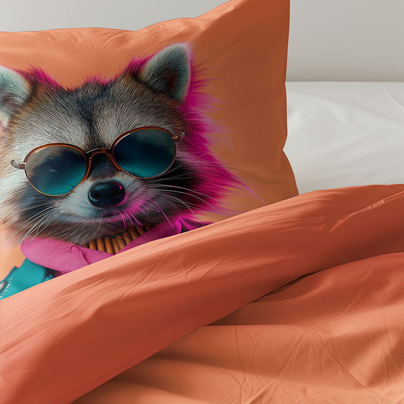 Fresh and Co Kids Dekbedovertrek Katoen Animal Couture Racoon Dieren Default  - 
