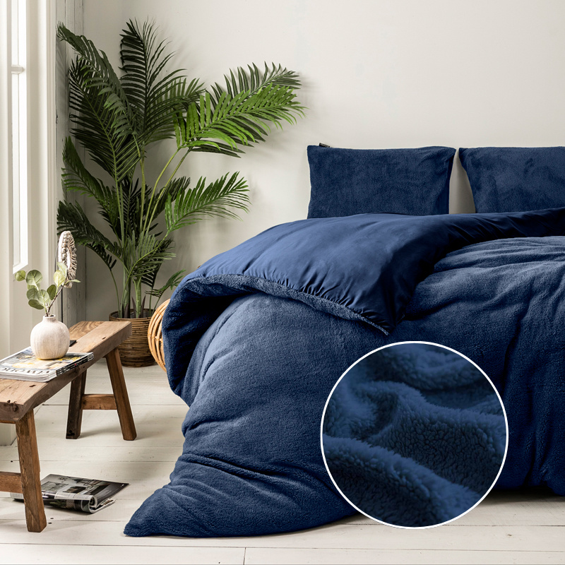 Fresh and Co Dekbedovertrek Summer Teddy Navy Effen 200x200 Cm Verwarmend  - 