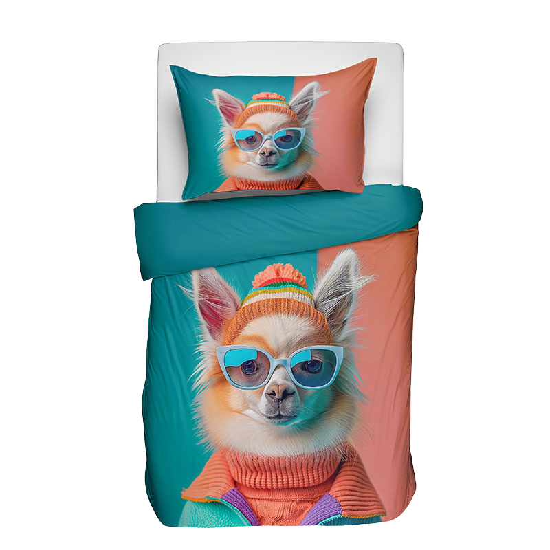 Fresh and Co Kids Dekbedovertrek Katoen Animal Couture Lama Dieren 140x200 Cm  - 