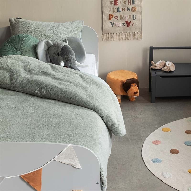 Fresh and Co Dekbedovertrek Teddy Kids Jade Effen 140x200 Cm Verwarmend  - 