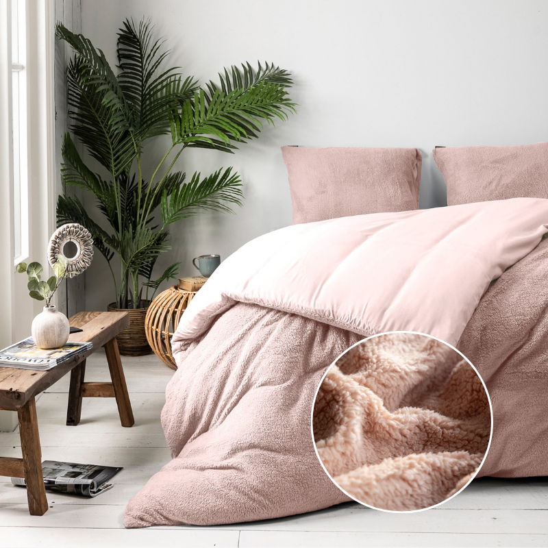 Fresh and Co Dekbedovertrek Summer Teddy Roze Effen 200x200 Cm Verwarmend  - 