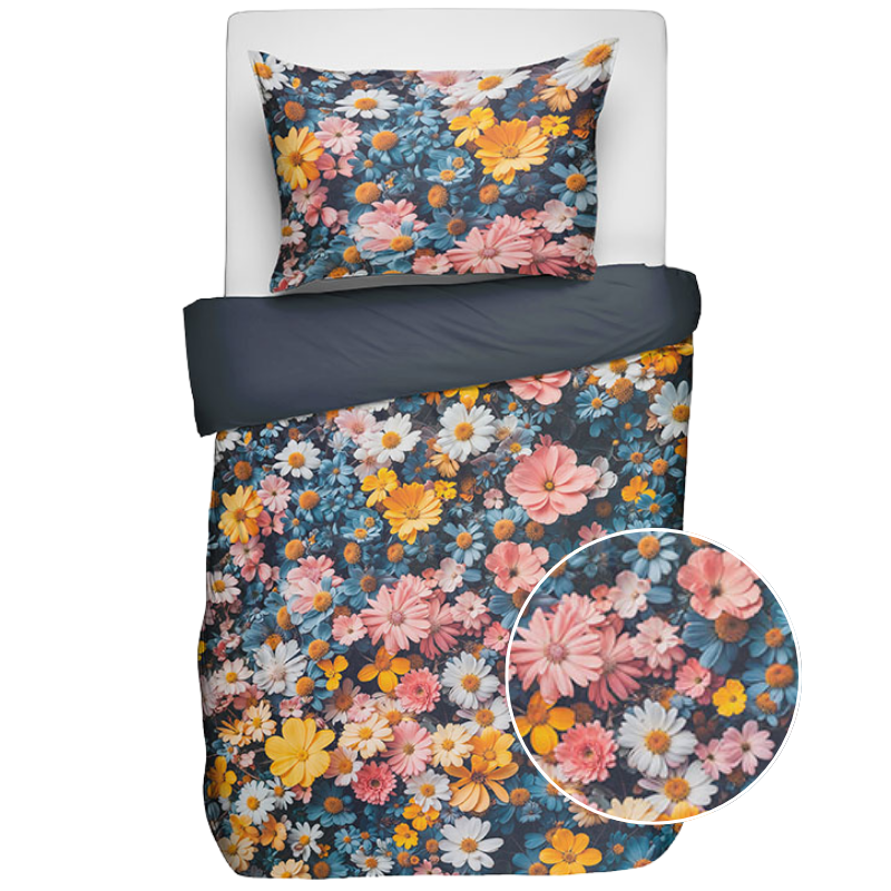 Fresh and Co Kids Dekbedovertrek Katoen Petal Fields Natuur 140x200 Cm  - 