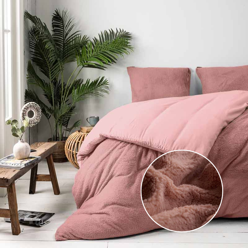Fresh and Co Dekbedovertrek Summer Teddy Zacht Roze Effen 200x200 Cm Verwarmend  - 