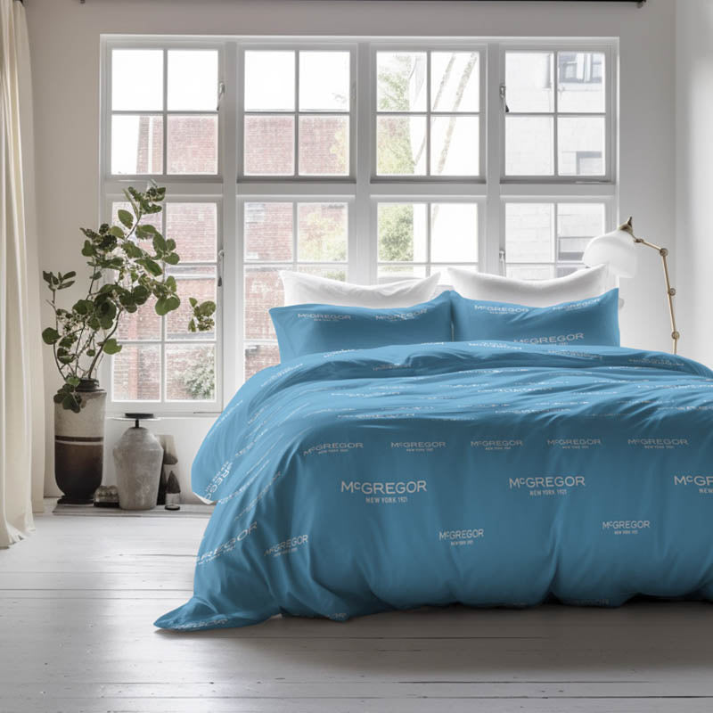 McGregor Dekbedovertrek  Blauw Tekst 200x200 Cm  - 